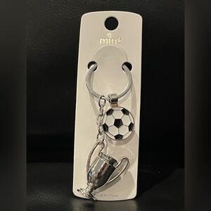 Mint Silver and Black Soccer Keychain